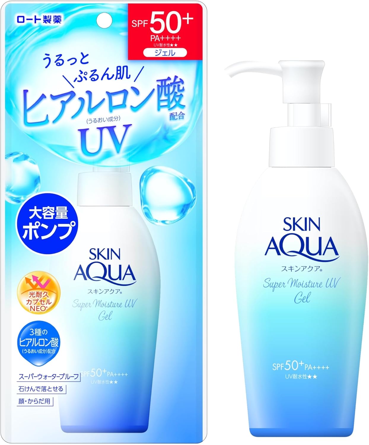 Skin Aqua Super Moisture UV Gel Sunscreen, 3.9 oz (110 g) (Hyaluronic Acid Formulated UV, Quick Adhesion Gel, SPF50+ PA+++)