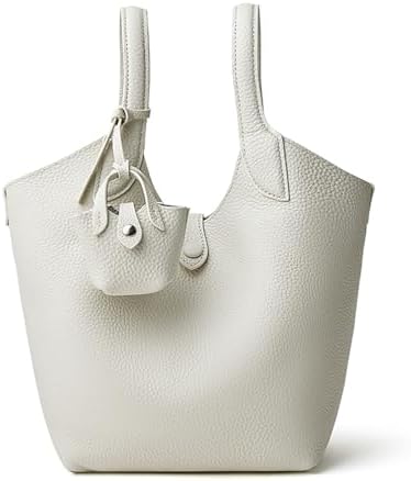 MFFOR Women's Handbag, Shoulder Bag, 2-Way, Genuine Leather, Inner Bag Included, Mini Pouch Included, Adjustable Length, Large Capacity, Casual, Commuting, Simple, Stylish