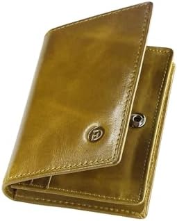 Modiko Men's Business Card Holder, Genuine Leather, Made in Japan, Himeji Leather, Large Capacity, 60 Pieces, 6 Pockets, No Breaking, Snap Button, Easy to Access, Yellow, green