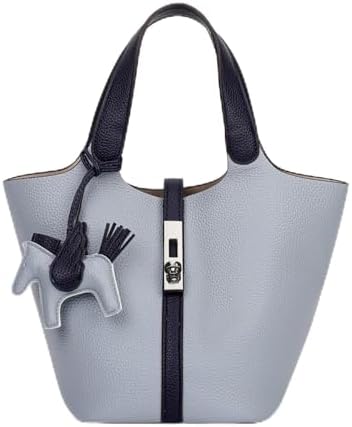 Women's Leather Tote Bag, Small, Cute, Fashionable, Large Capacity, Lightweight, Commuting, Popular, High Visibility, Simple, Soft, Freestanding, Inner Pocket Included, Charm Included