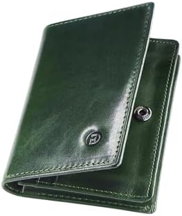 Modiko Men's Business Card Holder, Genuine Leather, Made in Japan, Himeji Leather, Large Capacity, 60 Pieces, 6 Pockets, No Breaking, Snap Button, Easy to Access, Yellow, green