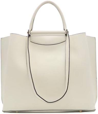 Guscio Italy 171033 2-Way Tote Bag Featured in Oggi Magazine, High-Quality PU Leather, Elegant Square Handbag with Bit Parts for Women
