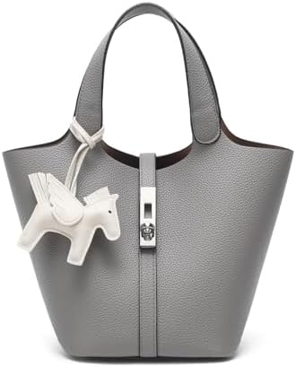 Women's Leather Tote Bag, Small, Cute, Fashionable, Large Capacity, Lightweight, Commuting, Popular, High Visibility, Simple, Soft, Freestanding, Inner Pocket Included, Charm Included