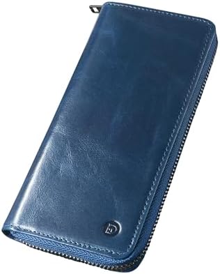 Modiko Men's Long Wallet, Himeji Leather, Genuine Leather, Made in Japan, Small Long Wallet, Large Capacity, Made by Top-Class Wallet Artisans, with Gusset, Coin Pocket, Zipper, Easy to Use, Thin