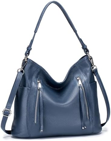 MFFOR Women's Shoulder Bag, Genuine Leather, Large Capacity, Tote Bag, Many Pockets, Handbag, Business Bag, High-End Look, Office, Commute, School, Simple, Casual, Popular