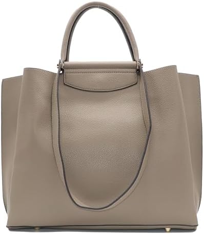Guscio Italy 171033 2-Way Tote Bag Featured in Oggi Magazine, High-Quality PU Leather, Elegant Square Handbag with Bit Parts for Women