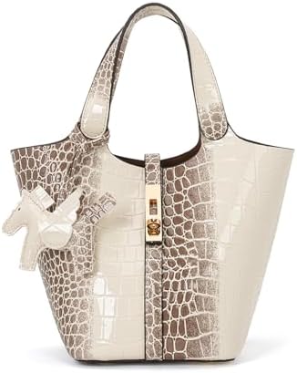 Women's Leather Tote Bag, Small, Cute, Fashionable, Large Capacity, Lightweight, Commuting, Popular, High Visibility, Simple, Soft, Freestanding, Inner Pocket Included, Charm Included