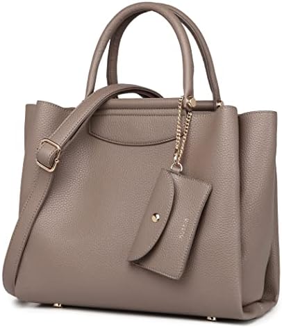 Guscio Italy 171033 2-Way Tote Bag Featured in Oggi Magazine, High-Quality PU Leather, Elegant Square Handbag with Bit Parts for Women