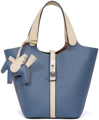 Women's Leather Tote Bag, Small, Cute, Fashionable, Large Capacity, Lightweight, Commuting, Popular, High Visibility, Simple, Soft, Freestanding, Inner Pocket Included, Charm Included