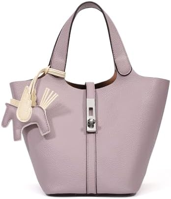 Women's Leather Tote Bag, Small, Cute, Fashionable, Large Capacity, Lightweight, Commuting, Popular, High Visibility, Simple, Soft, Freestanding, Inner Pocket Included, Charm Included