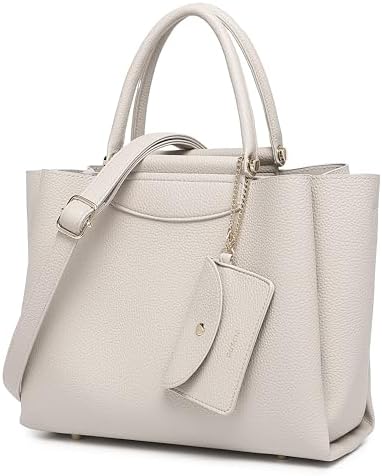 Guscio Italy 171033 2-Way Tote Bag Featured in Oggi Magazine, High-Quality PU Leather, Elegant Square Handbag with Bit Parts for Women