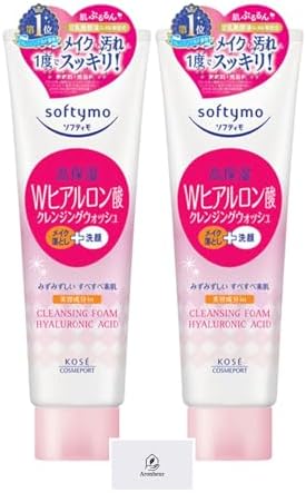 Softimo Cleansing Wash (Hyaluronic Acid), 6.7 oz (190 g), Set of 2, Makeup Remover + Face Wash, Aronheur Original Mask Case Included