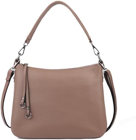 MFFOR Genuine Leather Women's 2-Way Crossbody Bag Handbag Diagonal Shoulder Bag Handbag with Zipper Pocket Lightweight Large Capacity Soft Simple Casual Hand-held Popular Commuting
