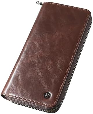 Modiko Men's Long Wallet, Himeji Leather, Genuine Leather, Made in Japan, Small Long Wallet, Large Capacity, Made by Top-Class Wallet Artisans, with Gusset, Coin Pocket, Zipper, Easy to Use, Thin