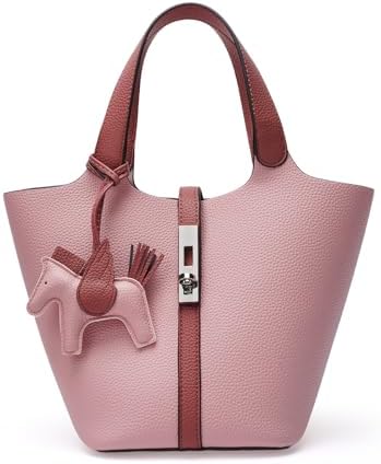 Women's Leather Tote Bag, Small, Cute, Fashionable, Large Capacity, Lightweight, Commuting, Popular, High Visibility, Simple, Soft, Freestanding, Inner Pocket Included, Charm Included