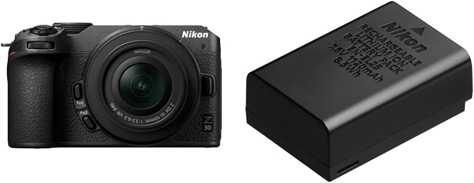 Nikon Z30 Mirrorless SLR Z30 16-50 VR Lens Kit, Z Mount, APS-C Video Vlog, Image Stabilization Black + [SanDisk Genuine] SD Card, 128GB SDXC, Class 10, UHS-II V90, Read Up to 300 MB, San/s PRO SDSDXDM