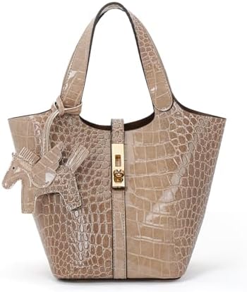 Women's Leather Tote Bag, Small, Cute, Fashionable, Large Capacity, Lightweight, Commuting, Popular, High Visibility, Simple, Soft, Freestanding, Inner Pocket Included, Charm Included