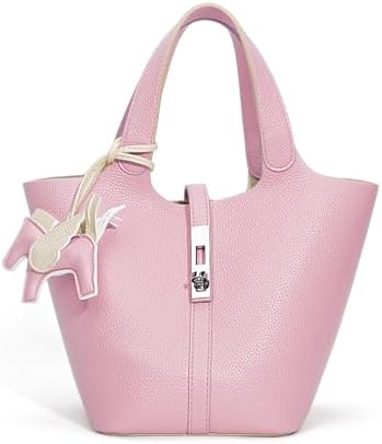 Women's Leather Tote Bag, Small, Cute, Fashionable, Large Capacity, Lightweight, Commuting, Popular, High Visibility, Simple, Soft, Freestanding, Inner Pocket Included, Charm Included