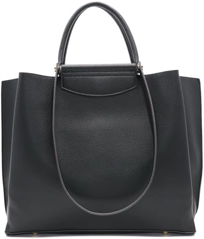 Guscio Italy 171033 2-Way Tote Bag Featured in Oggi Magazine, High-Quality PU Leather, Elegant Square Handbag with Bit Parts for Women