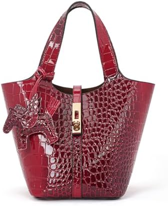 Women's Leather Tote Bag, Small, Cute, Fashionable, Large Capacity, Lightweight, Commuting, Popular, High Visibility, Simple, Soft, Freestanding, Inner Pocket Included, Charm Included