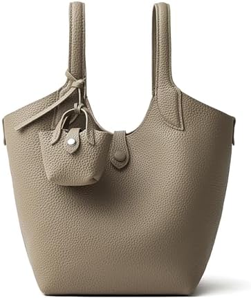 MFFOR Women's Handbag, Shoulder Bag, 2-Way, Genuine Leather, Inner Bag Included, Mini Pouch Included, Adjustable Length, Large Capacity, Casual, Commuting, Simple, Stylish