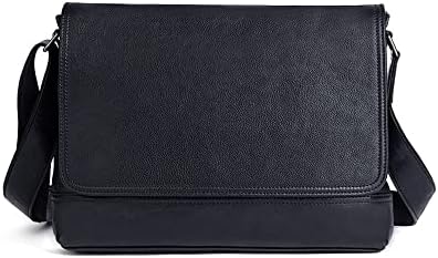 Whatna 13627 Antique Textured Tanned Cowhide Shoulder Bag, Men's, Messenger Bag, Smaller, Business Bag, 2 Compartments, A4, Ipad Air, 13 Storage, Horizontal Type, Genuine Leather, Commuting to Work or