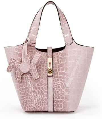 Women's Leather Tote Bag, Small, Cute, Fashionable, Large Capacity, Lightweight, Commuting, Popular, High Visibility, Simple, Soft, Freestanding, Inner Pocket Included, Charm Included