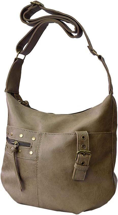 (Antique Design) Women's Shoulder Bag, Cross-body, Lightweight, Studded Design, Stylish, Synthetic Leather, Adult, Cute, For Work or School, Black, Gray, Brown, Pink, Camel, Bronze