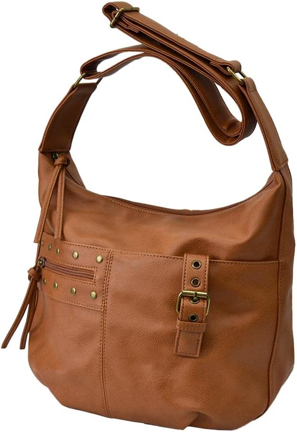 (Antique Design) Women's Shoulder Bag, Cross-body, Lightweight, Studded Design, Stylish, Synthetic Leather, Adult, Cute, For Work or School, Black, Gray, Brown, Pink, Camel, Bronze