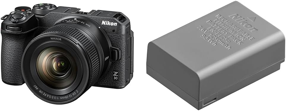 Nikon Z30 Mirrorless SLR Z30 16-50 VR Lens Kit, Z Mount, APS-C Video Vlog, Image Stabilization Black + [SanDisk Genuine] SD Card, 128GB SDXC, Class 10, UHS-II V90, Read Up to 300 MB, San/s PRO SDSDXDM