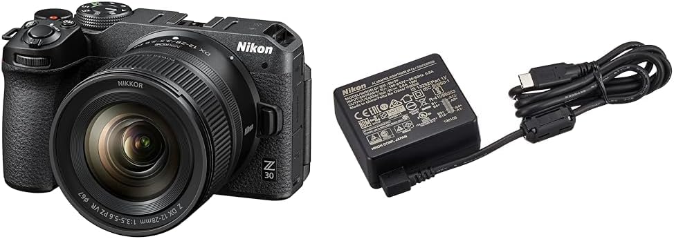 Nikon Z30 Mirrorless SLR Z30 16-50 VR Lens Kit, Z Mount, APS-C Video Vlog, Image Stabilization Black + [SanDisk Genuine] SD Card, 128GB SDXC, Class 10, UHS-II V90, Read Up to 300 MB, San/s PRO SDSDXDM