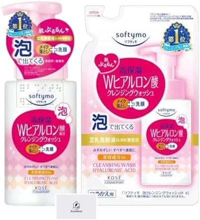 Softimo Cleansing Wash (Hyaluronic Acid), 6.8 fl oz (200 ml) + 6.1 fl oz (180 ml), Beauty Ingredients, Makeup Remover + Face Wash, Aronheur Original Mask Case Included