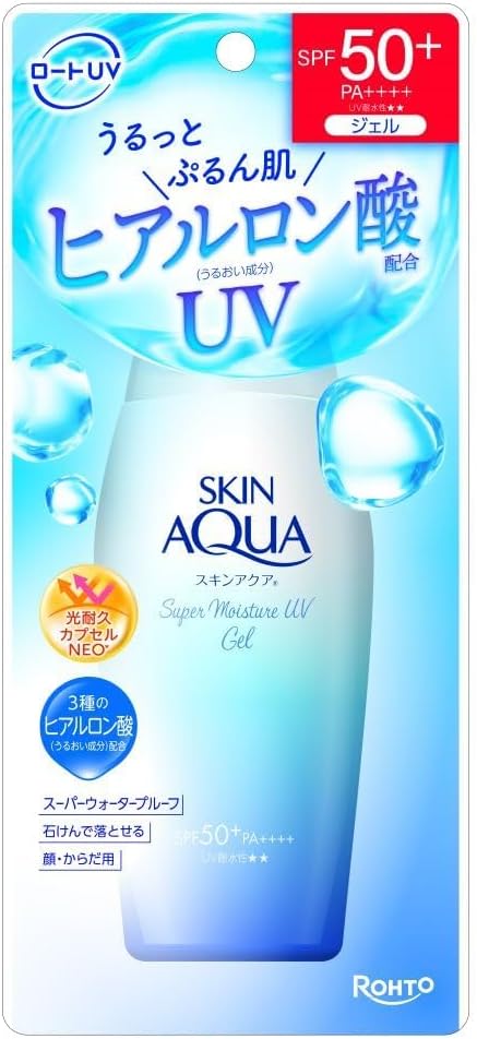 Skin Aqua Super Moisture UV Gel Sunscreen, 3.9 oz (110 g) (Hyaluronic Acid Formulated UV, Quick Adhesion Gel, SPF50+ PA+++)
