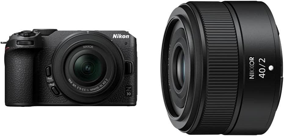 Nikon Z30 Mirrorless SLR Z30 16-50 VR Lens Kit, Z Mount, APS-C Video Vlog, Image Stabilization Black + [SanDisk Genuine] SD Card, 128GB SDXC, Class 10, UHS-II V90, Read Up to 300 MB, San/s PRO SDSDXDM