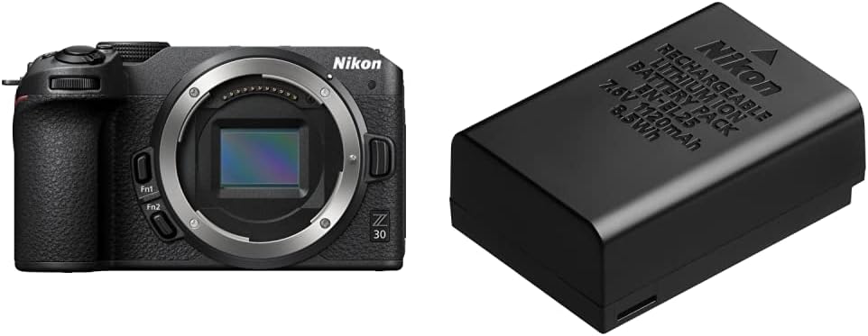 Nikon Z30 Mirrorless SLR Z30 16-50 VR Lens Kit, Z Mount, APS-C Video Vlog, Image Stabilization Black + [SanDisk Genuine] SD Card, 128GB SDXC, Class 10, UHS-II V90, Read Up to 300 MB, San/s PRO SDSDXDM