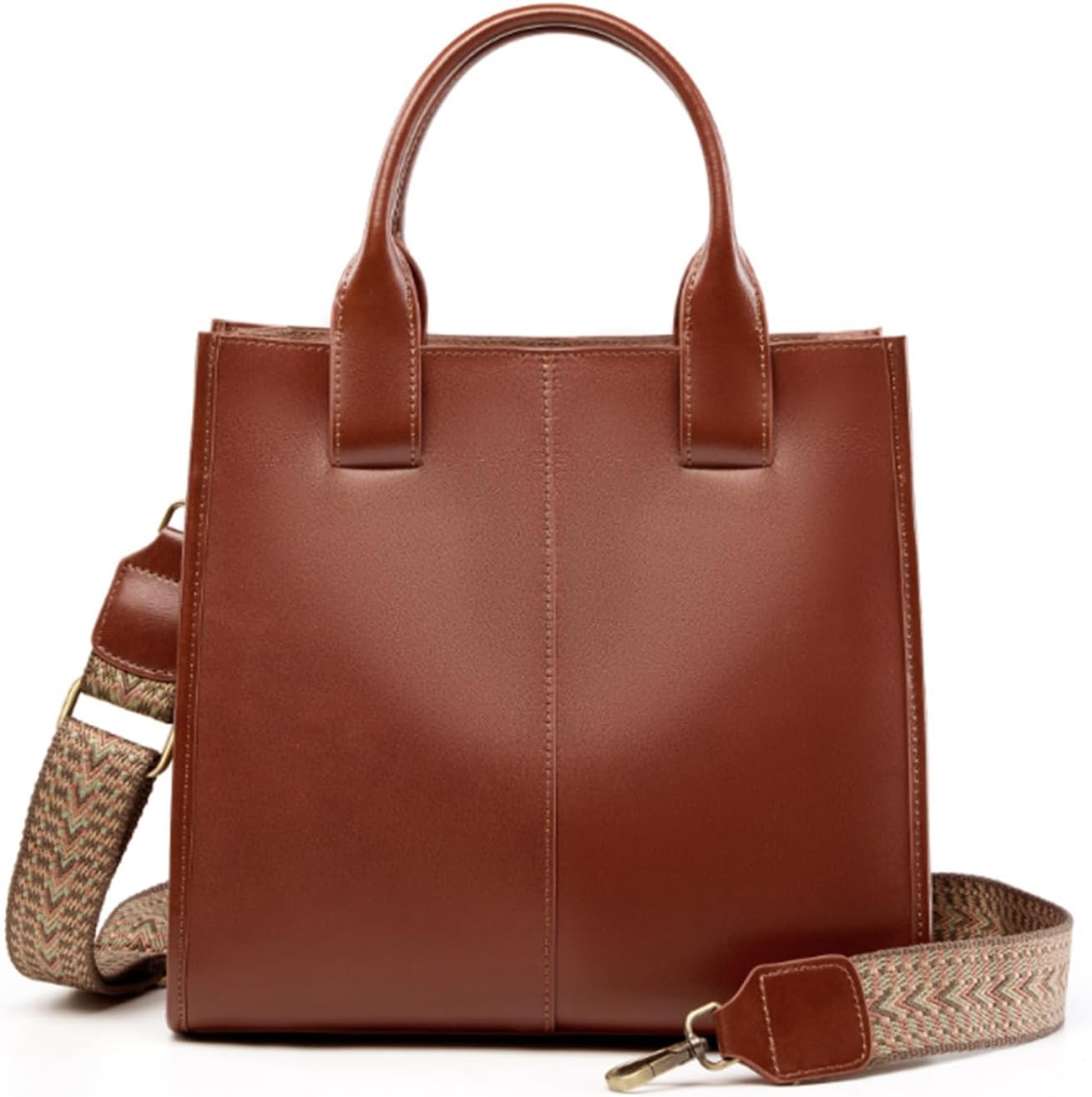 MFFOR Handbag, Genuine Leather, Women's, 2-Way, Shoulder Bag, Tote Bag, With 2 Types of Straps, Bottom Studs, Square, Formal, Large Capacity, High Visibility, Casual, Fashionable, Cross-body, Handheld