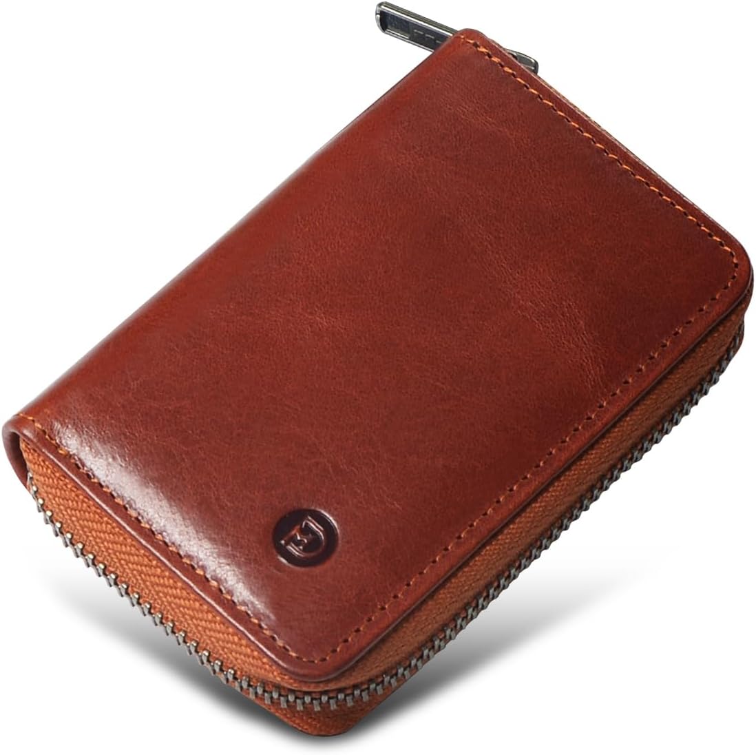 Modiko Men's Card Case, Credit Card Case, Genuine Leather, Made in Japan, Himeji Leather, Large Capacity, Card Slots, Skimming Prevention, YKK Zipper, coffee
