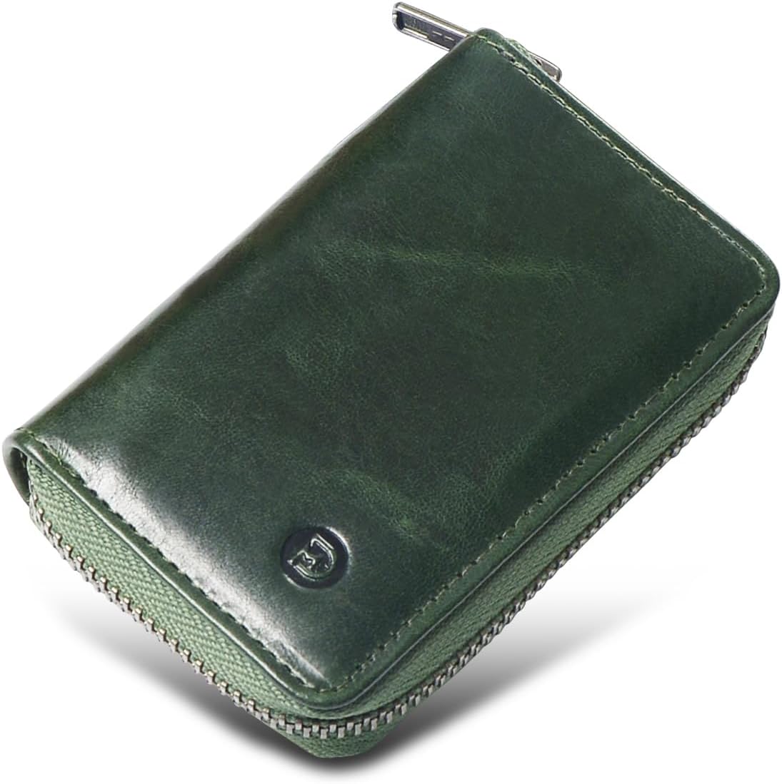 Modiko Men's Card Case, Credit Card Case, Genuine Leather, Made in Japan, Himeji Leather, Large Capacity, Card Slots, Skimming Prevention, YKK Zipper, coffee