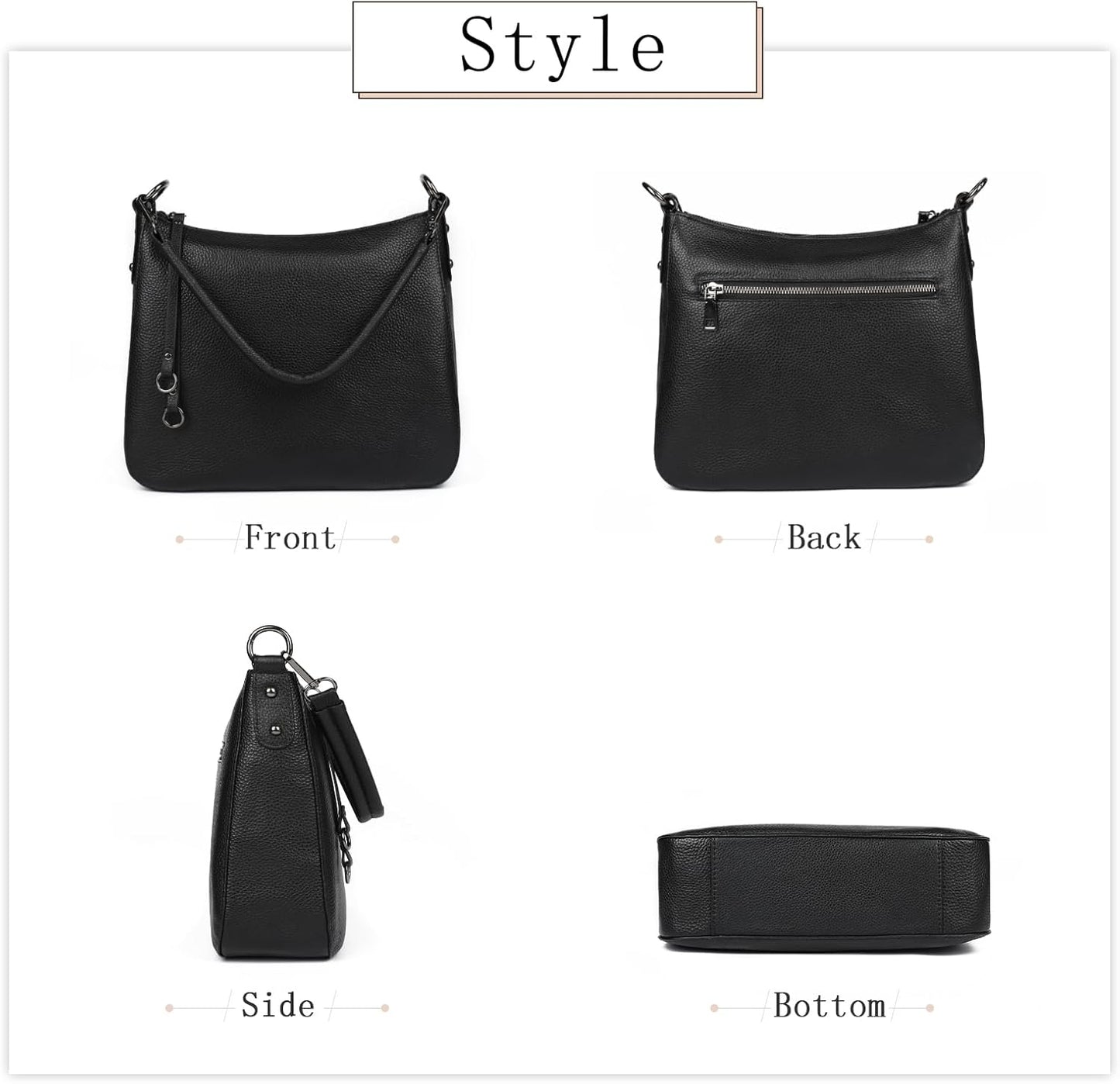 MFFOR Genuine Leather Women's 2-Way Crossbody Bag Handbag Diagonal Shoulder Bag Handbag with Zipper Pocket Lightweight Large Capacity Soft Simple Casual Hand-held Popular Commuting