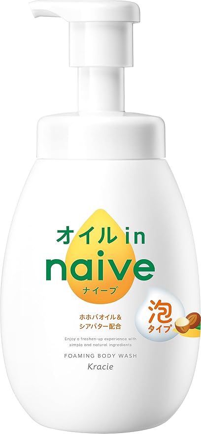 Naive Body Soap with Foam, Oil In, Pump, 20.3 fl oz (600 ml), Body Soap, Body Wash, Soap, for Kids, Baby Soap