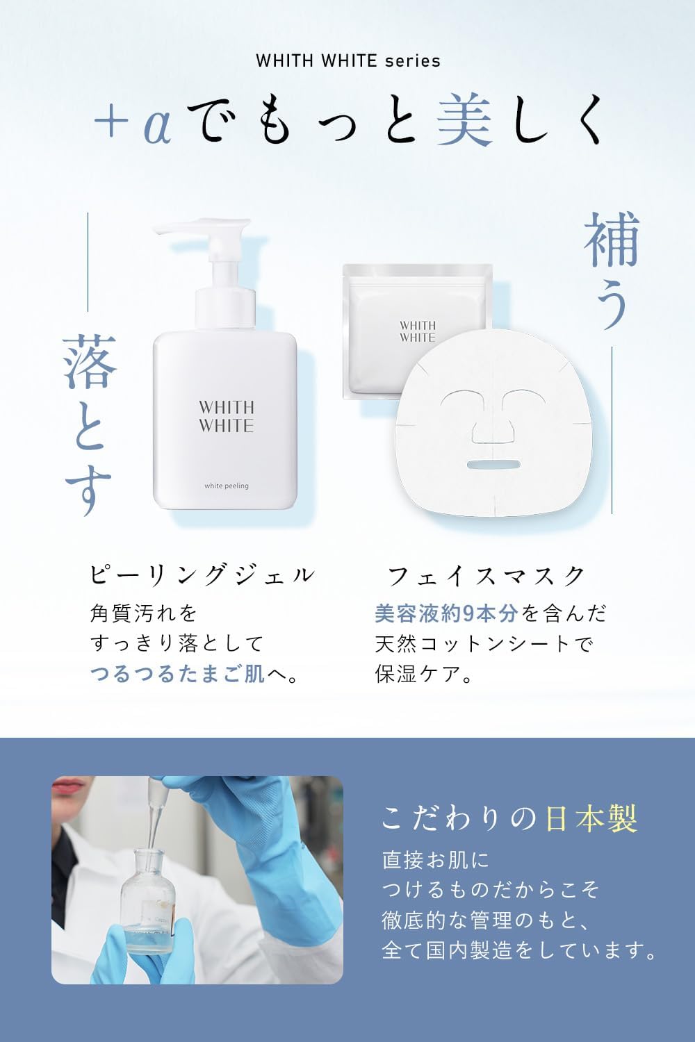 Whith White Whitening Ceramide Lotion Essence Emulsion Set, 6.8 fl oz (200 ml), 1.9 fl oz (50 ml), 5.9 fl oz (150 ml), Placenta, Stain Prevention, Quasi-drug