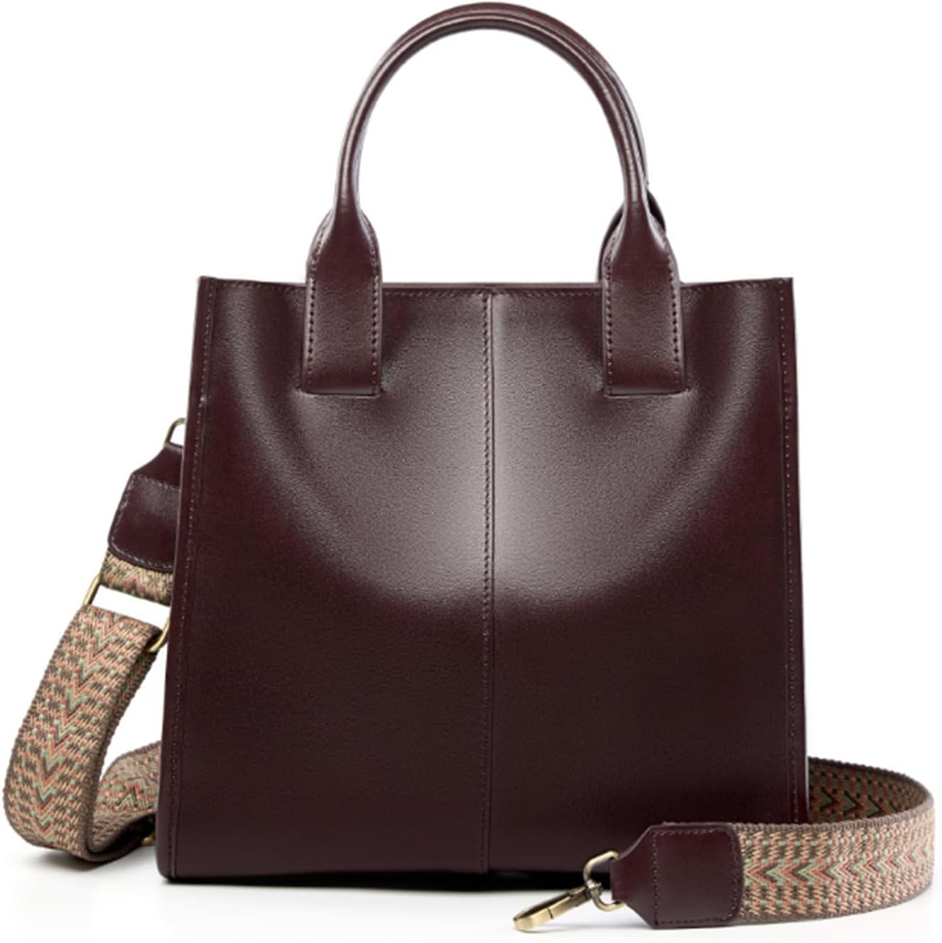 MFFOR Handbag, Genuine Leather, Women's, 2-Way, Shoulder Bag, Tote Bag, With 2 Types of Straps, Bottom Studs, Square, Formal, Large Capacity, High Visibility, Casual, Fashionable, Cross-body, Handheld