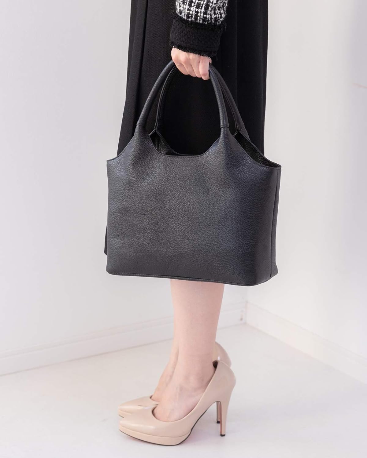 Imai Bag 2386 Women's Formal Handbag, Tote Bag, Large Capacity, Made in Japan, Genuine Leather, Cowhide Leather, Black, Black, Formal, School Entrance Ceremony, Graduation Ceremony, Mother's Day