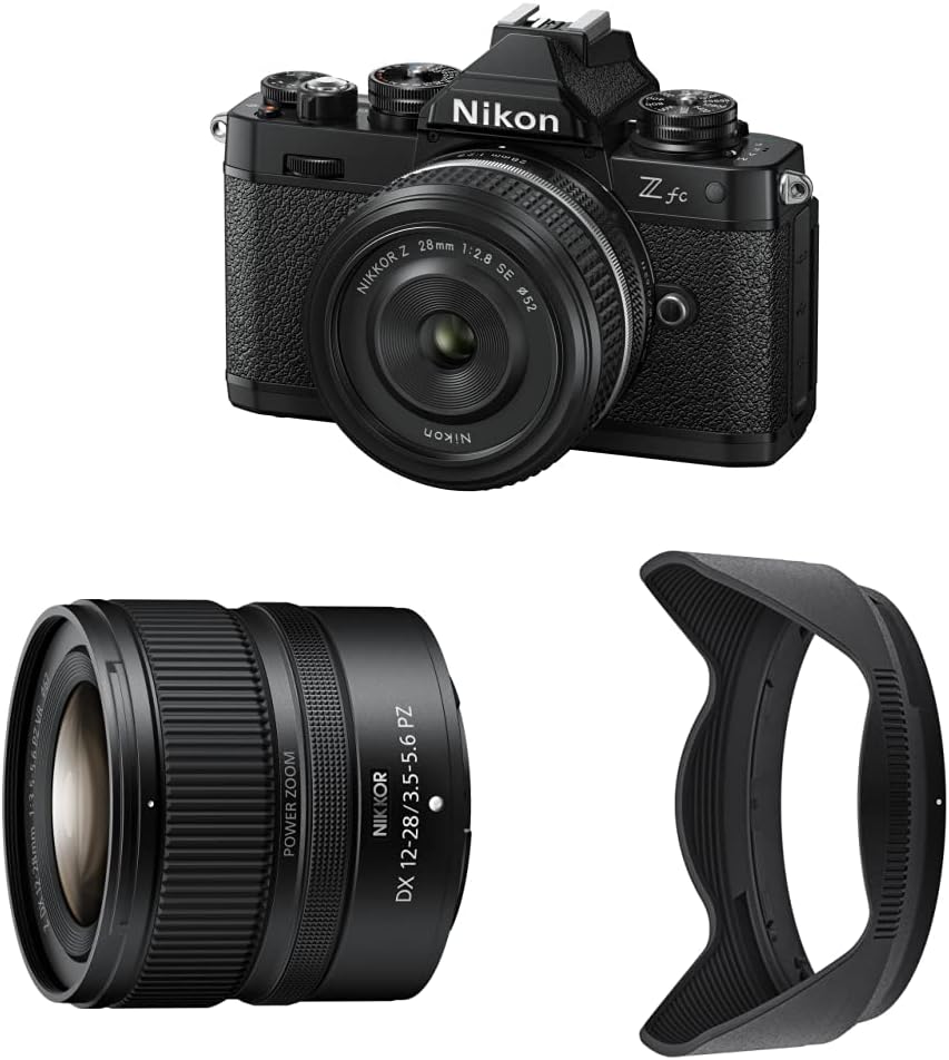 [Set] Nikon Mirrorless Single Lens Z fc Body, Black, Zfc & Nikon Wide Angle Power Zoom Lens, Nikkor Z DX 12-28mm f/3.5-5.6 PZ VR Z Mount APS-C & Lens Hood HB-112