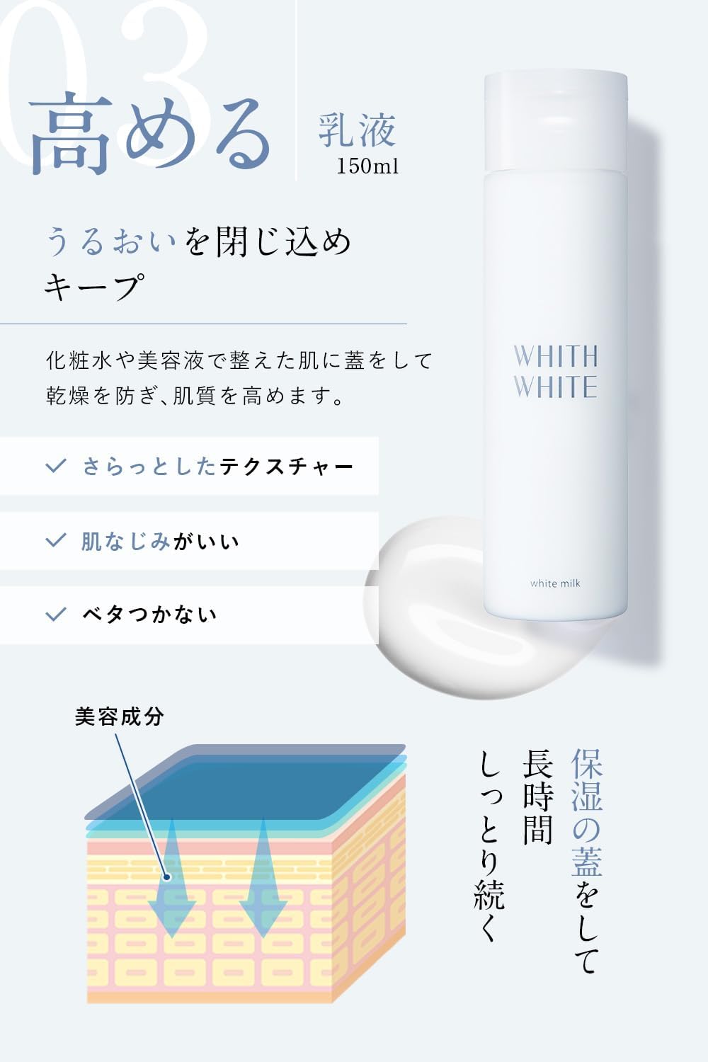 Whith White Whitening Ceramide Lotion Essence Emulsion Set, 6.8 fl oz (200 ml), 1.9 fl oz (50 ml), 5.9 fl oz (150 ml), Placenta, Stain Prevention, Quasi-drug
