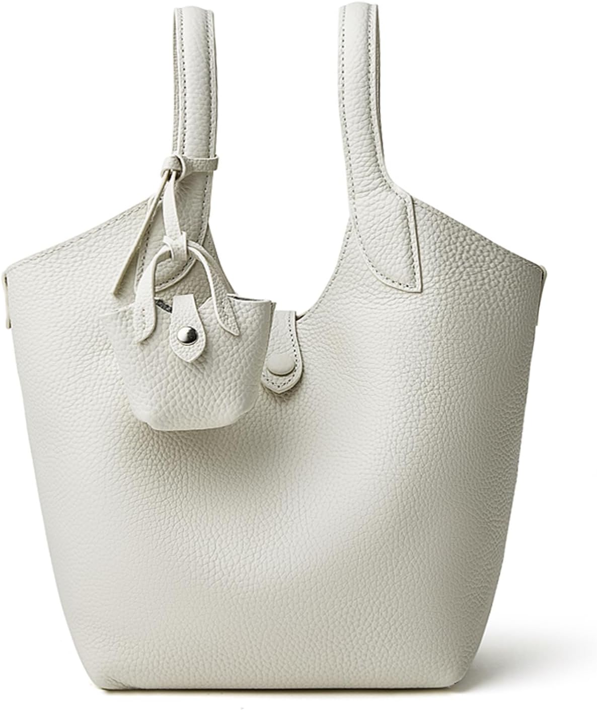 MFFOR Women's Handbag, Shoulder Bag, 2-Way, Genuine Leather, Inner Bag Included, Mini Pouch Included, Adjustable Length, Large Capacity, Casual, Commuting, Simple, Stylish