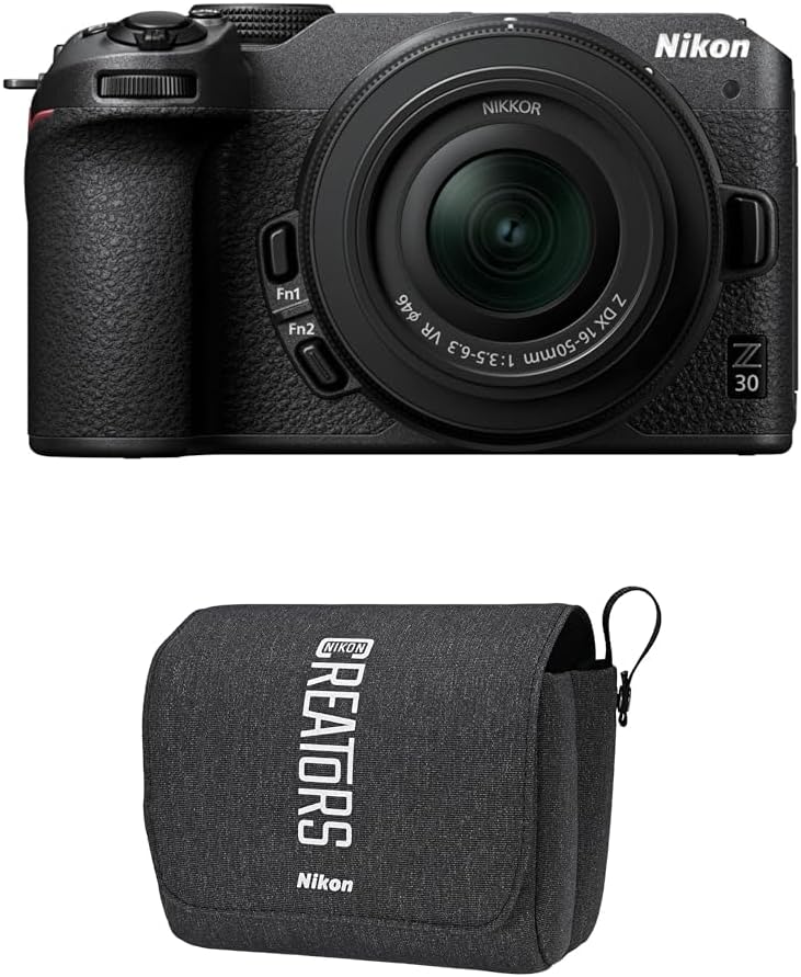 Nikon Z30 Mirrorless SLR Z30 16-50 VR Lens Kit, Z Mount, APS-C Video Vlog, Image Stabilization Black + [SanDisk Genuine] SD Card, 128GB SDXC, Class 10, UHS-II V90, Read Up to 300 MB, San/s PRO SDSDXDM