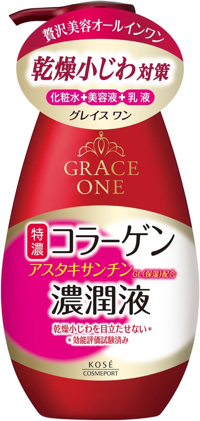GRACE ONE Concentrated Liquid (Moisturizing Liquid) All-in-One Cream 230ml + Bonus Sheet for Nose Blackhead Pack, All-in-One Lotion KOSE Kose