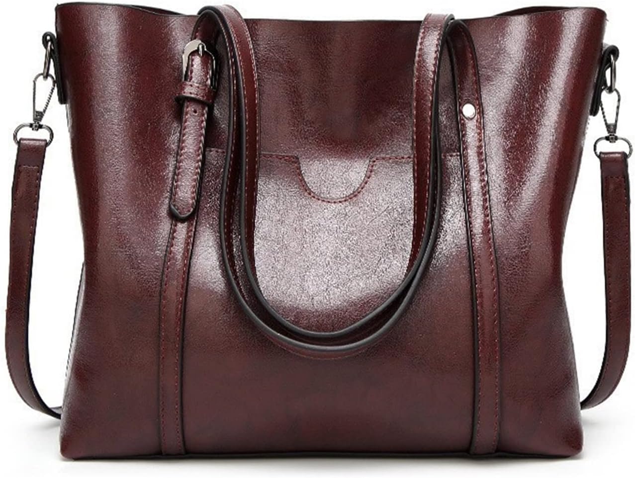 Women Leather Handbag Luxury Lady Tote Bag Portable Shoulder Bag (Color: Green, Size: 32x26x12cm)