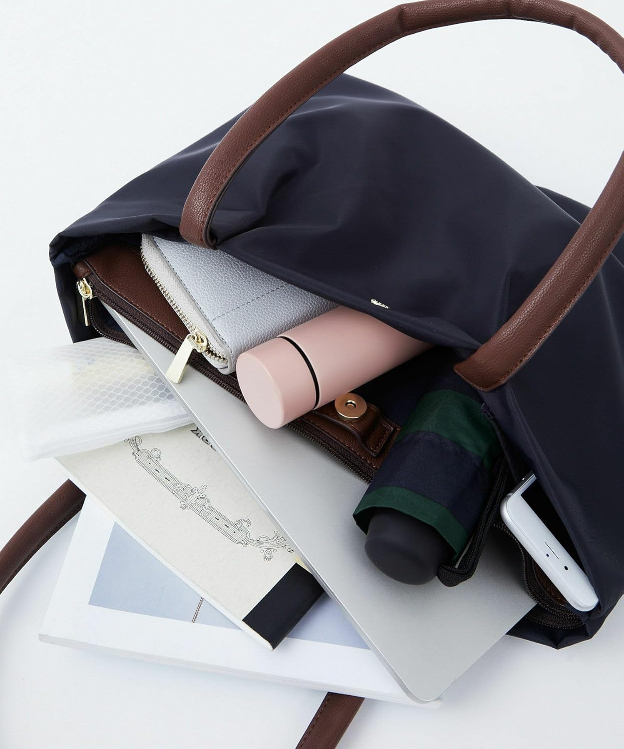 legato largo Tote Bag A4 Water Repellent/Shoulder Comfort/Large Capacity/PC Storage Shoulder Comfort LH-L0001Z Women's Navy Free Size